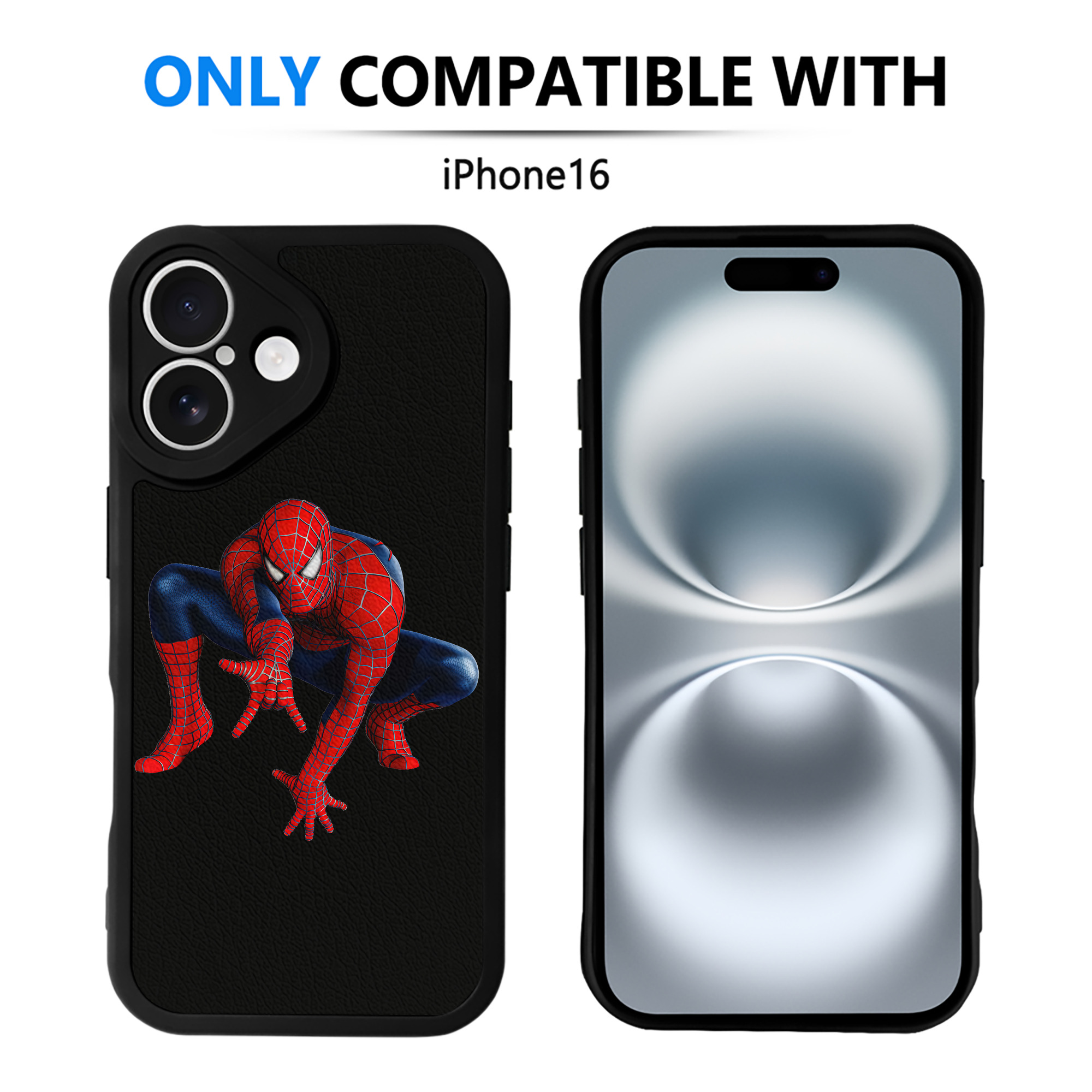 （画像用） Spider Man スパイダーマン 【iPhone 16シリーズ対応】シリコンスマホケース（レザー調） 材質：シリコン